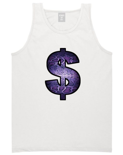 Snakeskin Money Sign Purple Animal Print Tank Top - Image 4