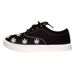Weed Leaf Marijuana Canvas Casual Black Sneakers