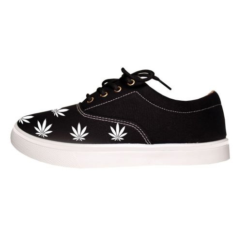 Weed Leaf Marijuana Canvas Casual Black Sneakers