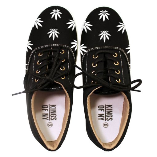 Weed Leaf Marijuana Canvas Casual Black Sneakers - Image 2