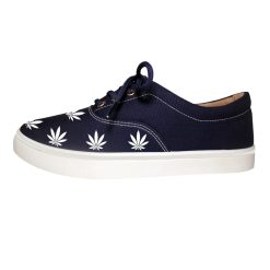Weed Leaf Marijuana Canvas Casual Navy Blue Sneakers